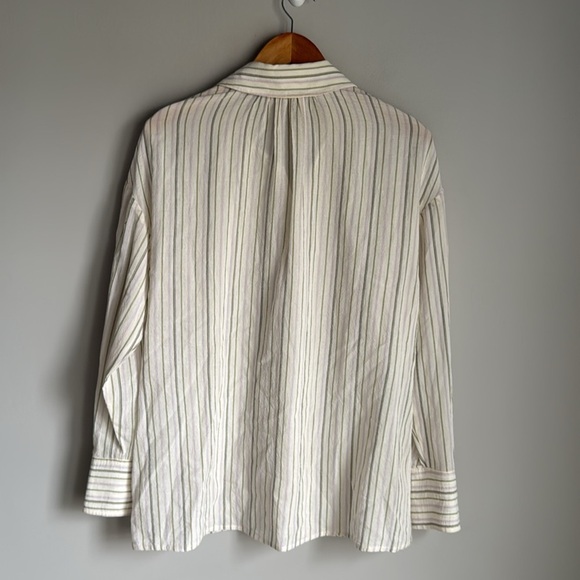 A.L.C. Carissa Striped Snap-Front Top in ivory - Picture 3 of 14
